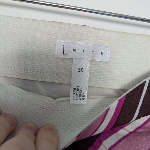 Leith Striped Bias Cut Pull On Striped Pink Midi Skirt NWT! - Picture 3 of 4